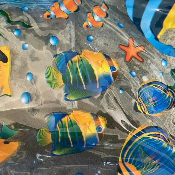 Clear Fish Print Beach Tote w/ Sand Wave Bottom - Picture 5 of 11